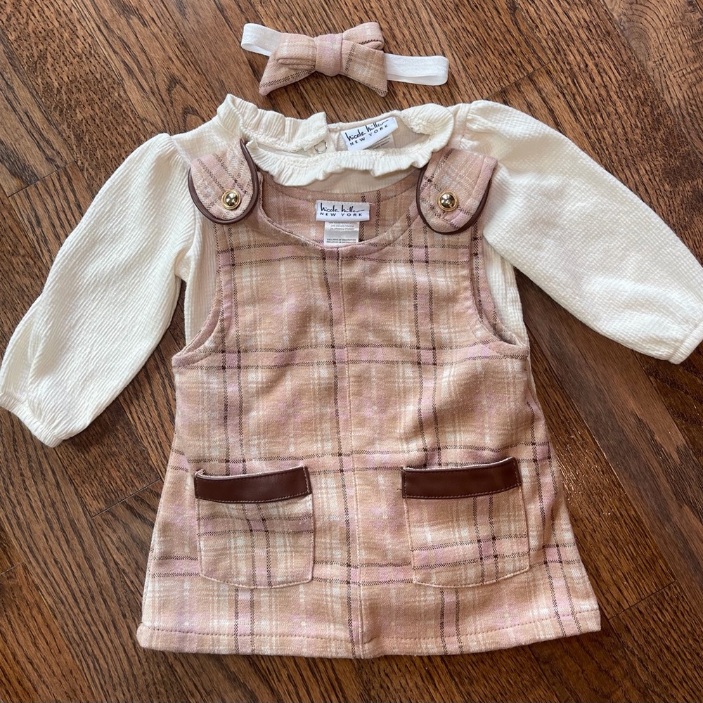 Little Old Money Plaid Jumper Dress Set Boutique 6-9M